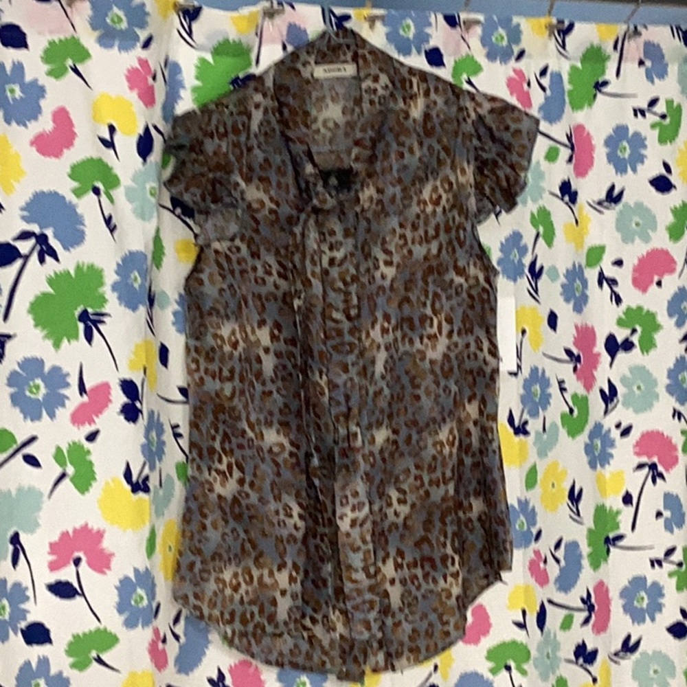 Leopard Print Button-Up Blouse